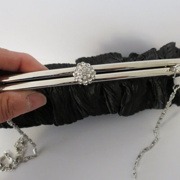 Neiman Marcus ruched black evening handbag - Picture 5 of 16